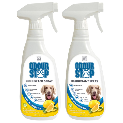 2PK M-Pets 500ml Odour Stop Deodorant Pet Spray Lemon Green Tea