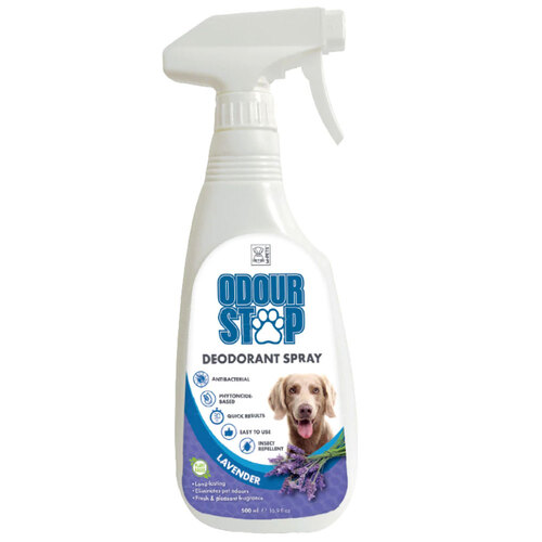 M-Pets 500ml Odour Stop Dog Phytoncide Antibacterial Deodorant Spray Lavender