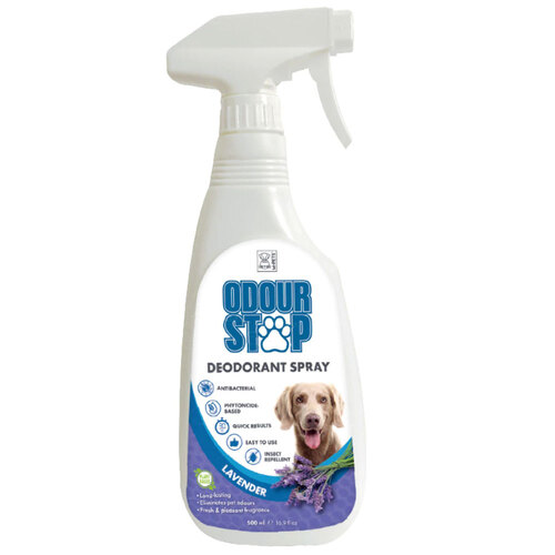 M-Pets 500ml Odour Stop Dog Phytoncide Antibacterial Deodorant Spray Lavender