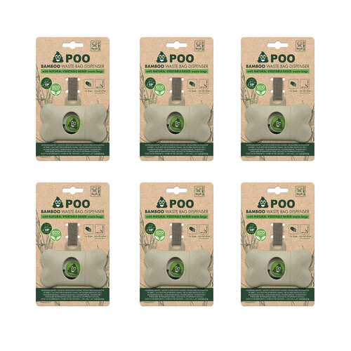 6PK M-Pets 8.2cm Dog/Puppy Pet Poo Bamboo Waste Bag Dispenser w/ Natural Vegetable