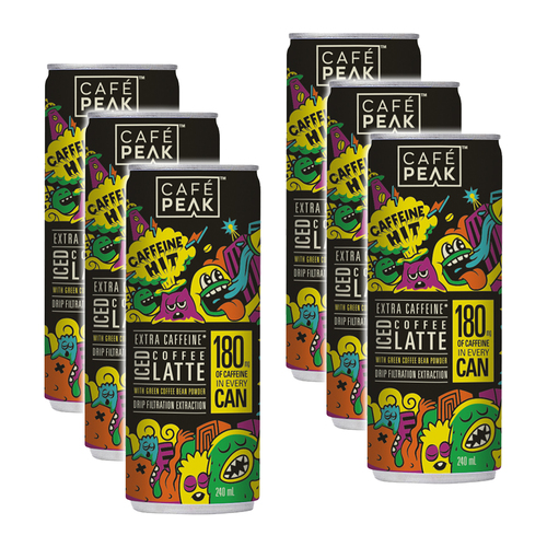 6pc Cafe Peak Latte Extra Caffeine Iced Coffee 240ml