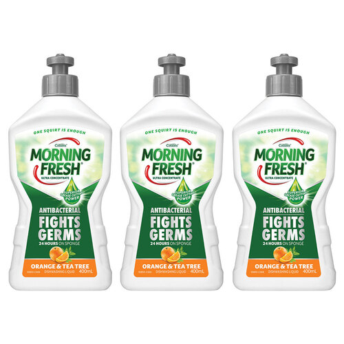 3x Morning Fresh 400ml Dishwashing Liquid Ultra Concentrate Antibacterial Orange & Tea Tree
