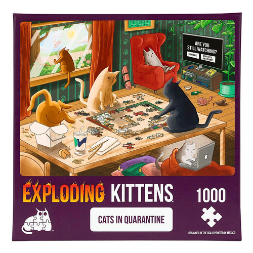 1000pc Exploding Kittens Cats in Quarantine Puzzle 49x68cm