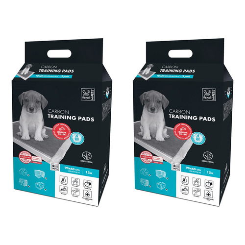 2x 15pc M-Pets 90x60cm Puppy/Dog Large Pet Carbon Training Pad Fast Drying Pee Mat 