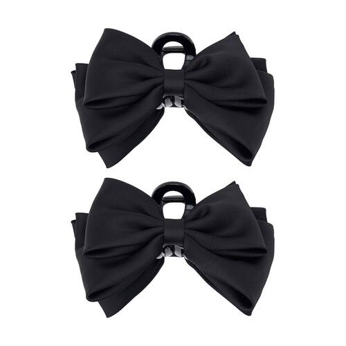 2PK Annabel Trends Tamed Hair Claw Bow Women's Accessory 13cm Black
