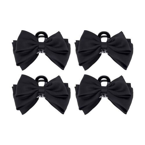 4PK Annabel Trends Tamed Hair Claw Bow Women's Accessory 13cm Black