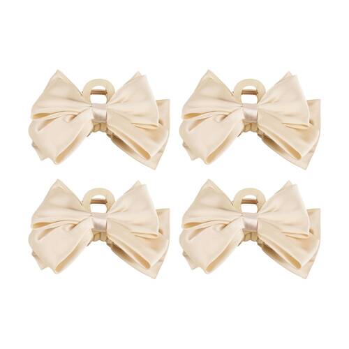 4PK Annabel Trends Tamed Hair Claw Bow Women's Accessory 13cm Cream