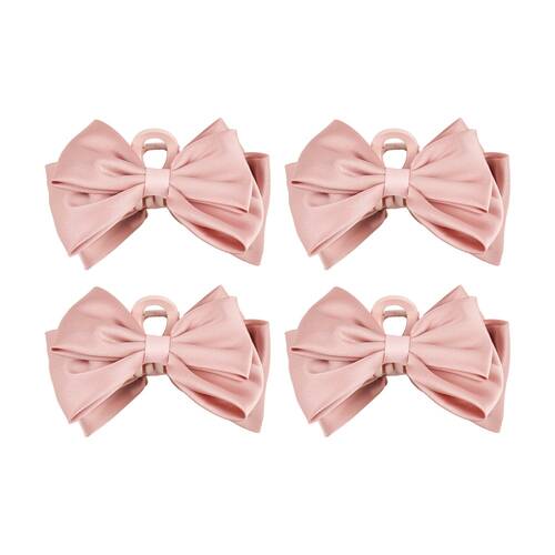 4PK Annabel Trends Tamed Hair Claw Bow Women's Accessory 13cm Pink