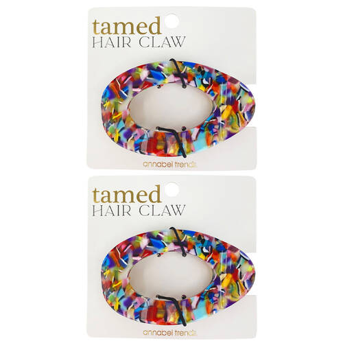 2PK Annabel Trends Tamed Flat Hair Claw Women's Accessory 9x5x2.5cm Multi Bright