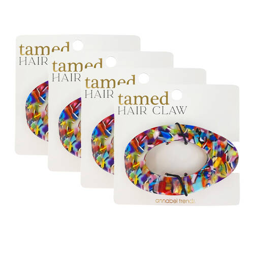 4PK Annabel Trends Tamed Flat Hair Claw Women's Accessory 9x5x2.5cm Multi Bright