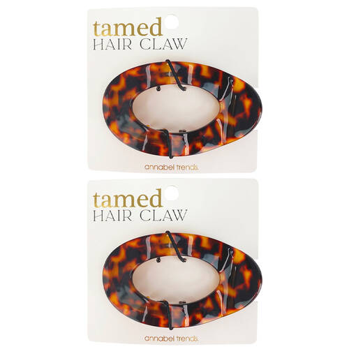 2PK Annabel Trends Tamed Flat Hair Claw Women's Accessory 9x5x2.5cm Torte Dark