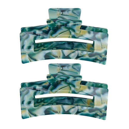 2PK Annabel Trends Tamed Hair Claw Women's Accessory 8.5cm - Malachite