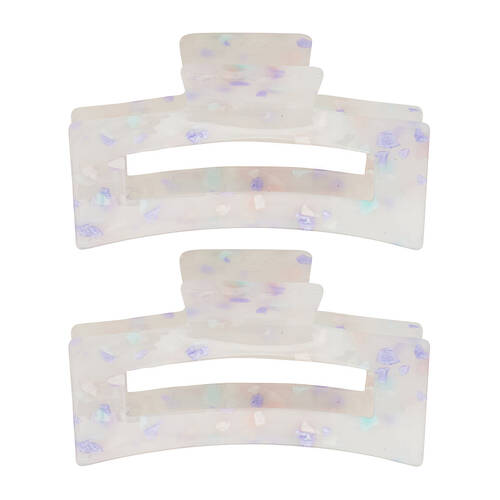 2PK Annabel Trends Tamed Hair Claw Women's Accessory 8.5cm - Pearl Confetti