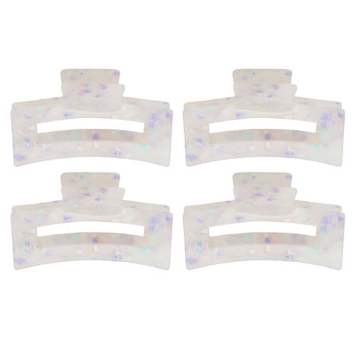 4PK Annabel Trends Tamed Hair Claw Women's Accessory 8.5cm - Pearl Confetti