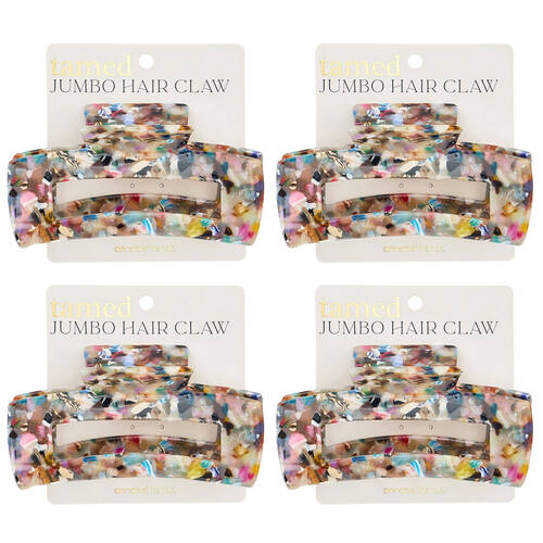 4PK Annabel Trends Tamed Hair Claw Jumbo Women's Accessory 12cm - Gemstone