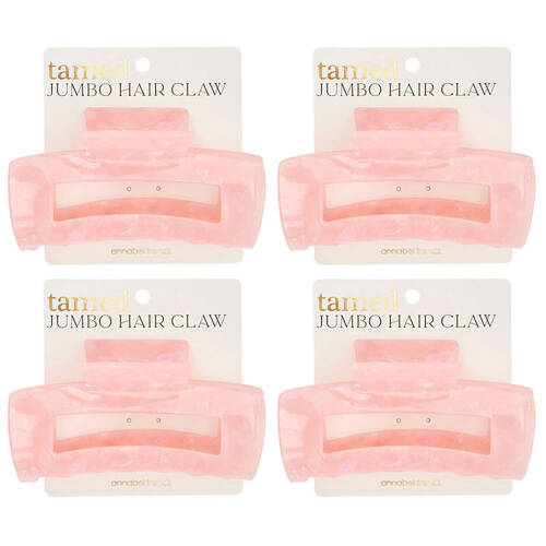 4PK Annabel Trends Tamed Hair Claw Jumbo Women's Accessory 12cm - Pink