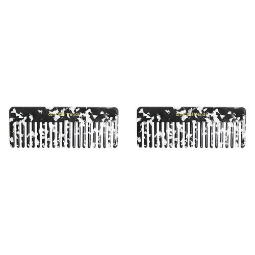 2PK Annabel Trends Tamed Hair Comb Rectangle 15cm - Black/White