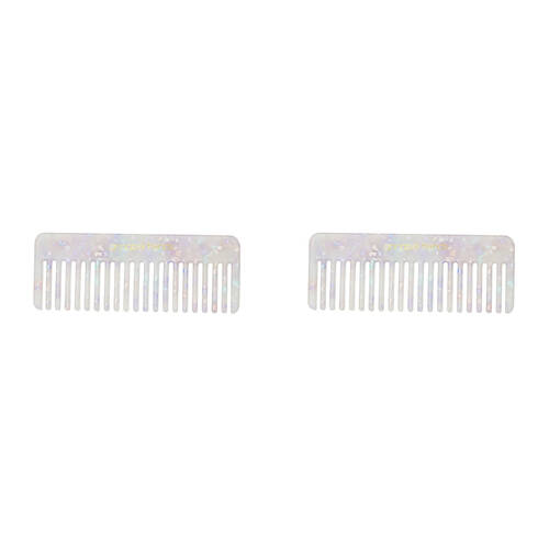 2PK Annabel Trends Tamed Hair Comb Rectangle 15cm - Pearl Confetti