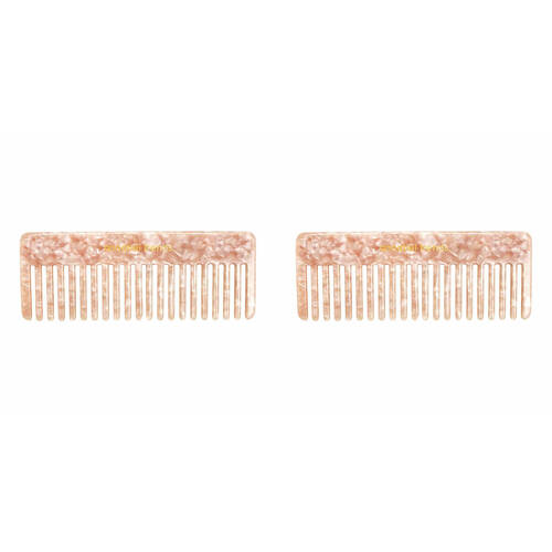 2PK Annabel Trends Tamed Hair Comb Rectangle 15cm - Pink Pearl
