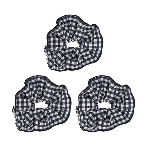 3PK Annabel Trends Tamed Scrunchie Women's Hair Accessory 22.5cm Black Gingham