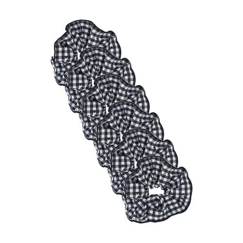 6PK Annabel Trends Tamed Scrunchie Women's Hair Accessory 22.5cm Black Gingham