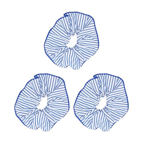 3PK Annabel Trends Tamed Scrunchie Women's Hair Accessory 22.5cm Blue Stripe