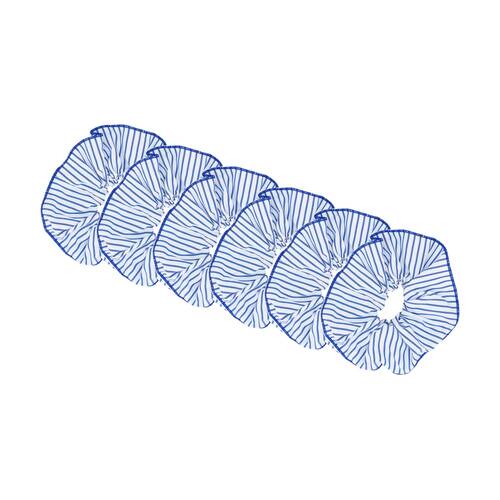 6PK Annabel Trends Tamed Scrunchie Women's Hair Accessory 22.5cm Blue Stripe