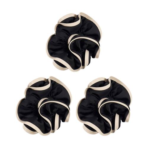 3PK Annabel Trends Tamed Double Scrunchie Women's Hair Accessory 18.5cm Black