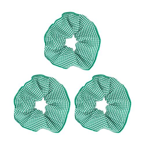 3PK Annabel Trends Tamed Scrunchie Women's Hair Accessory 22.5cm Green Gingham