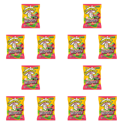 12PK Warheads Wedgies Assorted Flavour Sour Chewy Candy Bag 127g