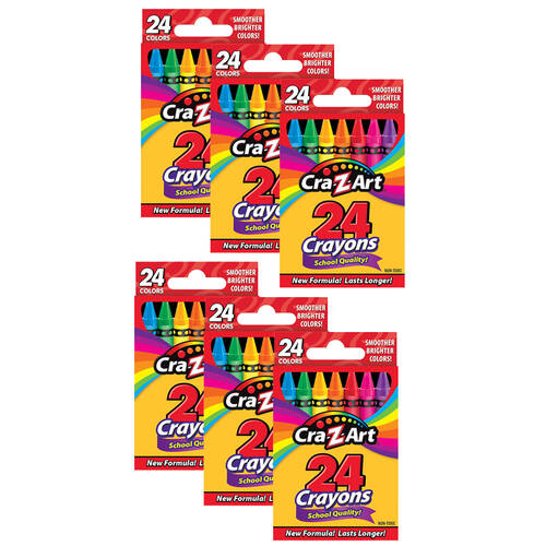 6x 24pc Cra-Z-Art Stationery School Quality Kids Drawing Crayons 3y+ Multi Colour