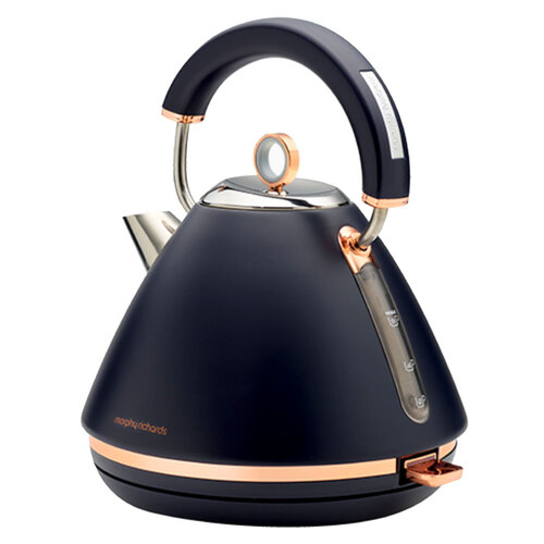 Morphy Richards 1.5L Accents Rose Gold Traditional Pyramid Kettle Midnight Blue