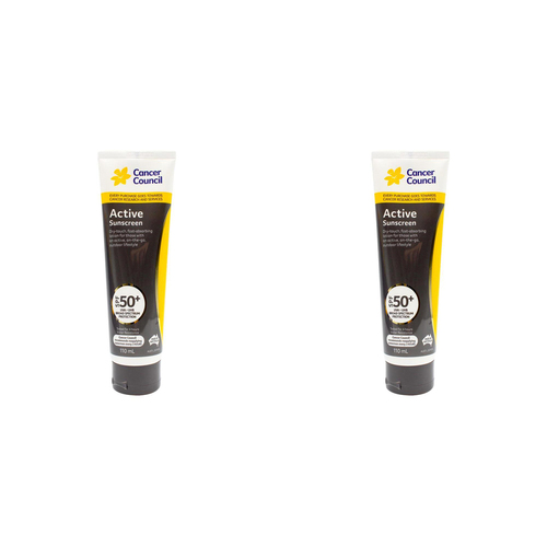 2PK Cancer Council 110ml Active Sunscreen SPF50+ Body Lotion