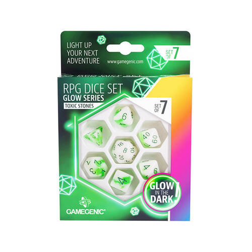 7pc Gamegenic RPG Dice Set Glow Series - Venom Stones
