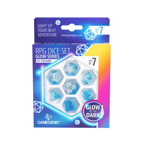 7pc Gamegenic RPG Dice Set Glow Series Icy Crumbs - Blue 14y+