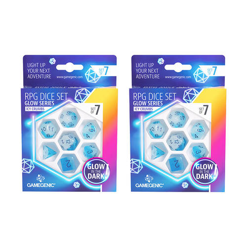 14pc Gamegenic RPG Dice Set Glow Series Icy Crumbs - Blue 14y+