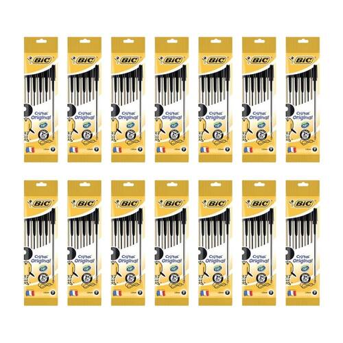 12x 5pc BIC Cristal Xtra Life Ballpoint 1mm Writing Ballpen Black Stationery