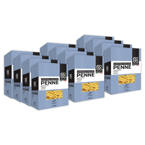12pc Foda 500g Organic Italian Penne Vegan Pasta Noodles