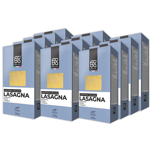 12pc Foda 500g Organic Italian Lasagna Vegan Pasta Noodles