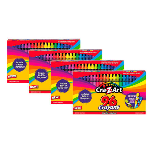 4x 96pc Cra-Z-Art Stationery Kids Drawing Crayons w/ Sharpener & Bonus Marker 3y+