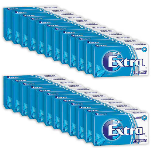 24x 14pc Wrigley's Extra Sugar-Free Chewing Breath Gum Packet 27g Peppermint