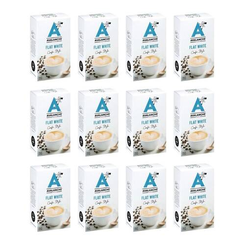 12x 10pc Avalanche Flat White Cafe Style Instant Coffee 160g Powdered Drink