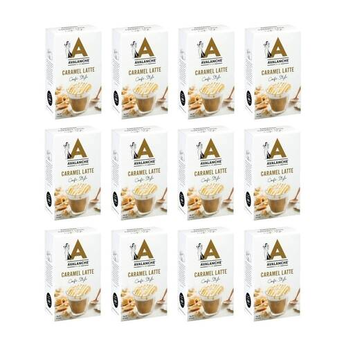12x 10pc Avalanche Caramel Latte Cafe Style Instant Coffee 160g Powdered Drink