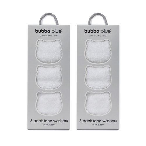 6pc Bubba Blue Everyday Essentials Wash Cloths White 25x25cm