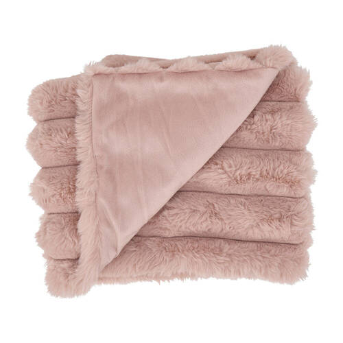 Annabel Trends Baby Blanket Throw Ribbed Faux Fur 100x80cm Dusty Pink