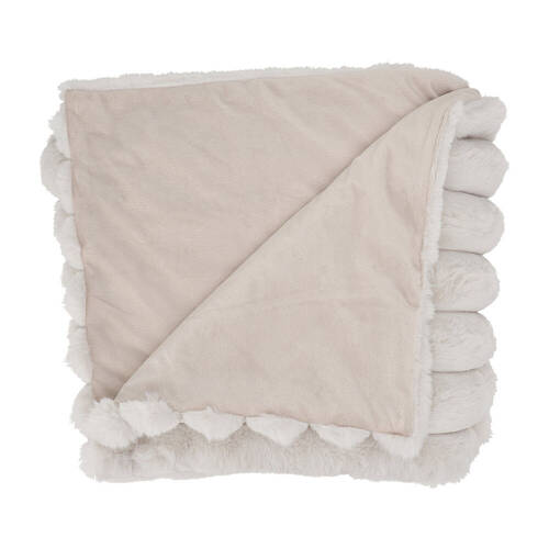 Annabel Trends Ribbed Fur Blanket Throw Home Bedding 130x160cm Dove Grey