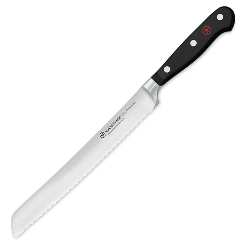 Wusthof Classic Steel Bread Knife Serrated 26cm Blade - Black