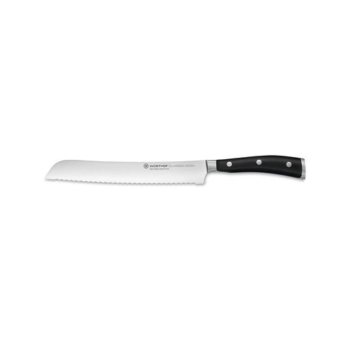 Wusthof Classic Ikon Stainless Steel Bread Knife Serrated 20cm Blade Black