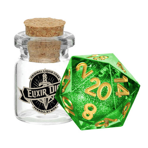 Fanroll by Metallic Individual D20 Elixir Liquid Core RPG Tabletop Dice - Aegis of Hope