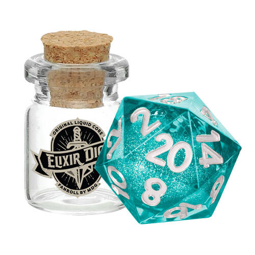 Fanroll by Metallic Individual D20 Elixir Liquid Core RPG Tabletop Dice - Mana Extract